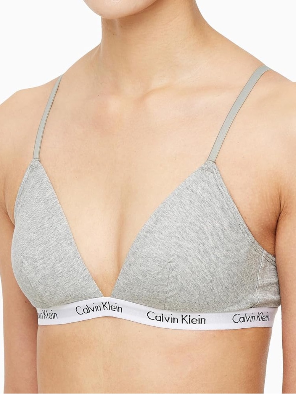 Calvin Klein Grey Logo Triangle Bralette Small